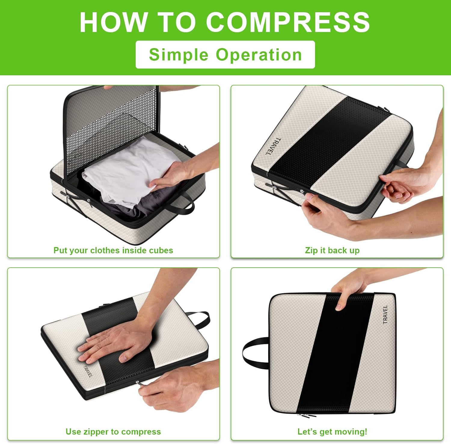 Compression Packing Cubes for Suitcases, UNTIFUL 6 Set Travel Organizer Cubes for Travel Essentials - Image 3