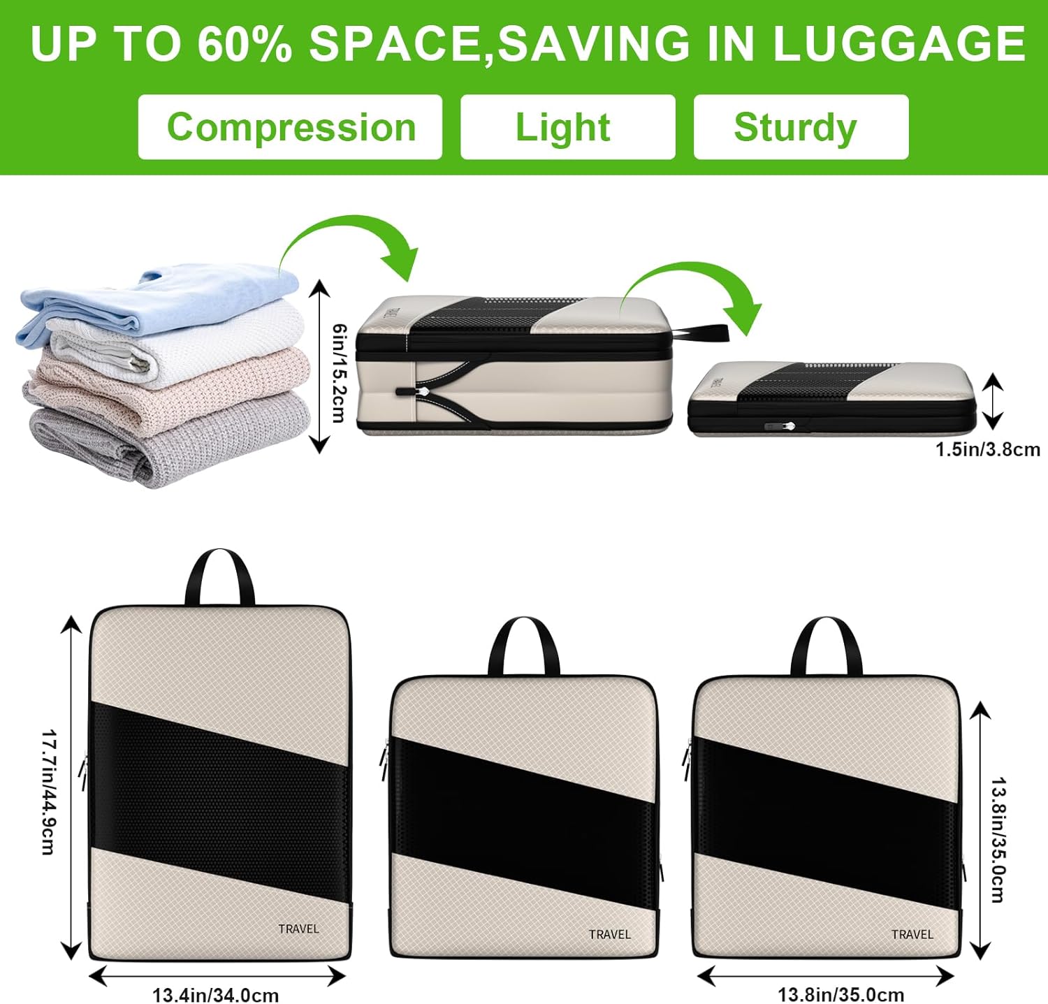 Compression Packing Cubes for Suitcases, UNTIFUL 6 Set Travel Organizer Cubes for Travel Essentials - Image 4
