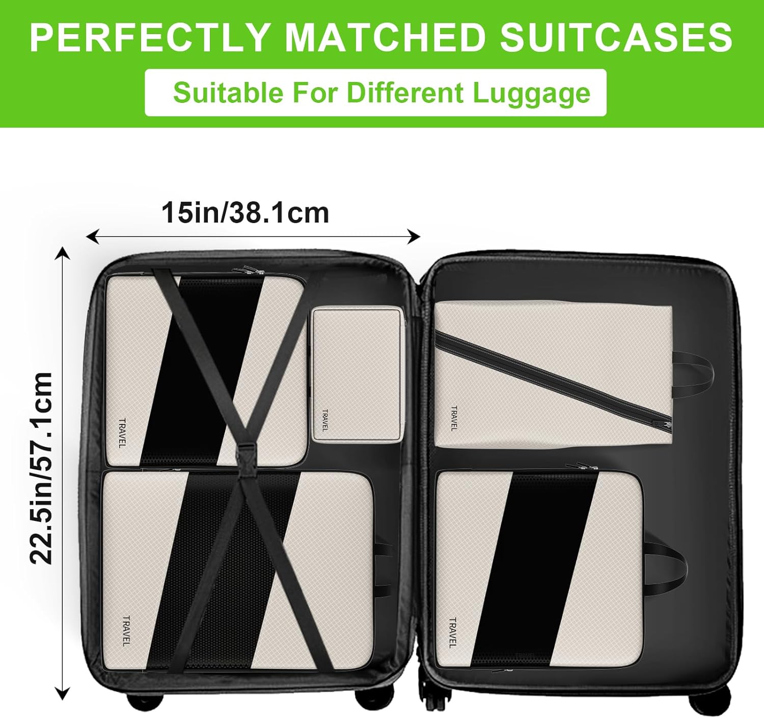 Compression Packing Cubes for Suitcases, UNTIFUL 6 Set Travel Organizer Cubes for Travel Essentials - Image 5