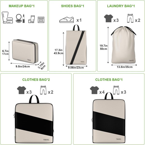 Compression Packing Cubes for Suitcases, UNTIFUL 6 Set Travel Organizer Cubes for Travel Essentials - Image 6