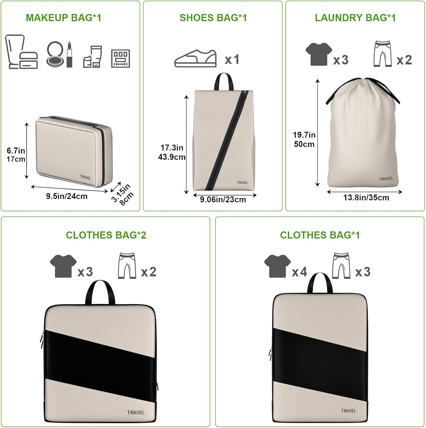 Compression Packing Cubes for Suitcases, UNTIFUL 6 Set Travel Organizer Cubes for Travel Essentials - Image 6