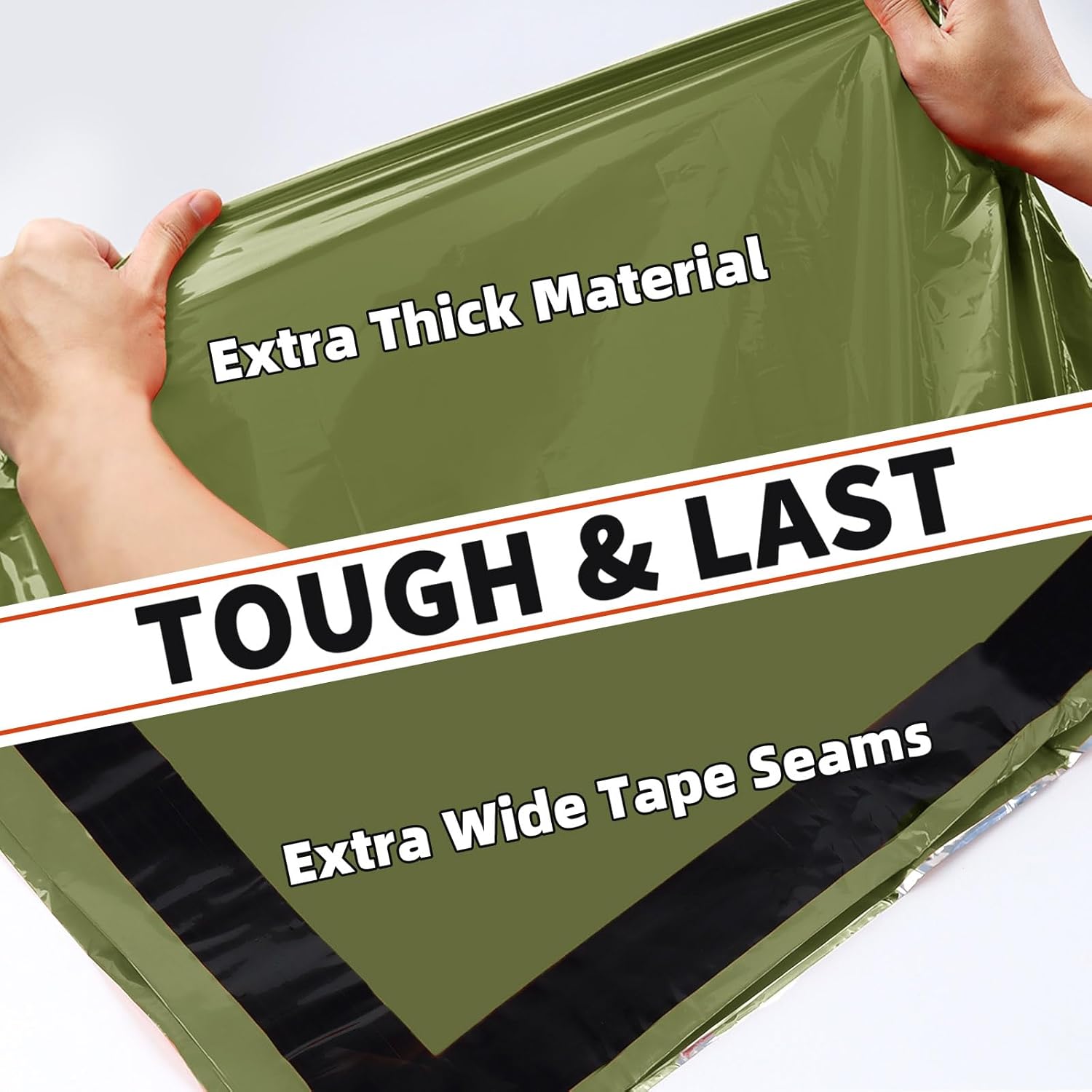 Frelaxy Emergency Sleeping Bag 1-Pack/2-Pack, Extra-Thick Compact Survival Bivy with Whistle, Storage Pouch, and EVA case, Perfect for Survival Kits (Army Green - 2 Pack) - Image 4