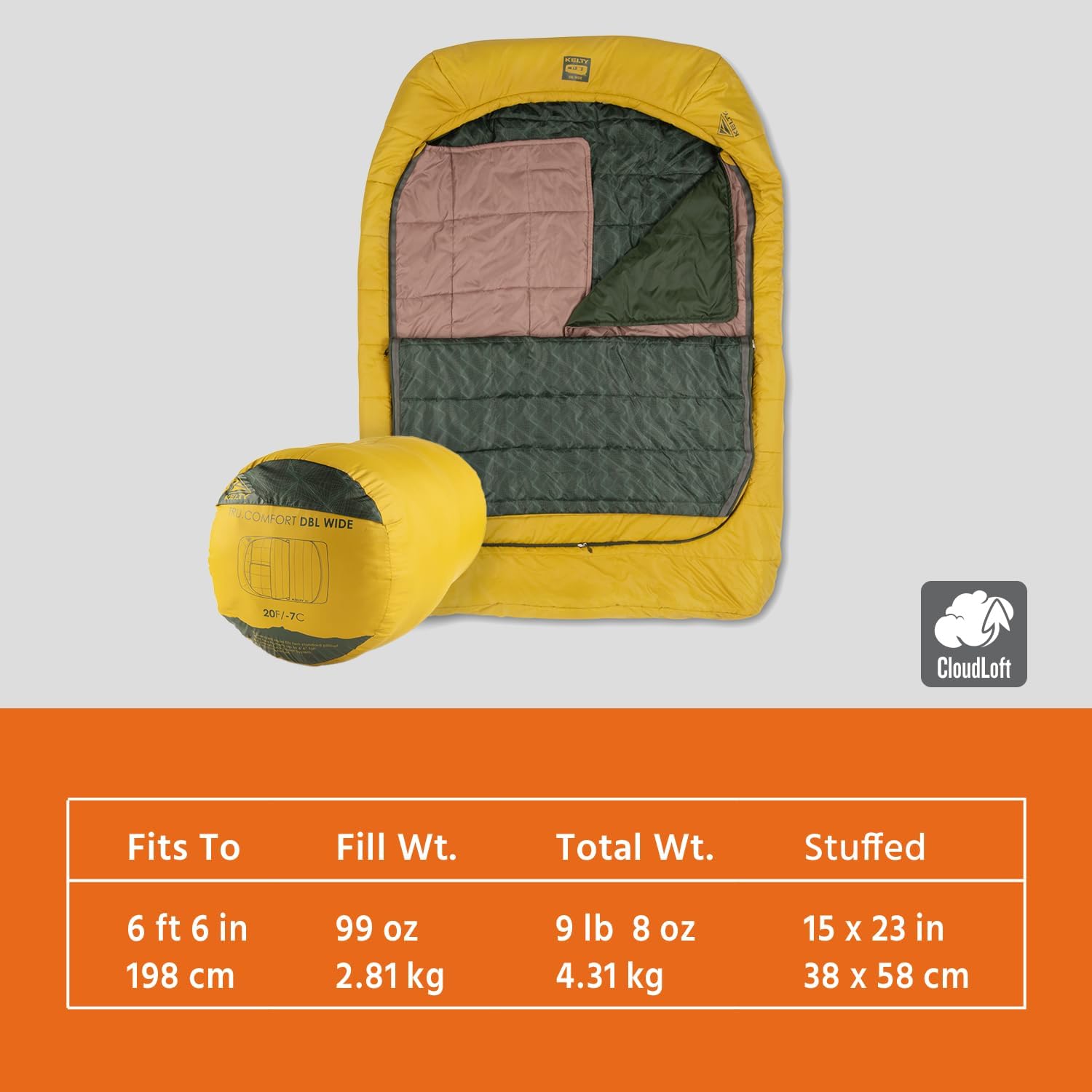 Kelty Tru.Comfort Doublewide 20 Degree Sleeping Bag – Two Person Synthetic Camping Sleeping Bag for Couples & Family Camping - Image 3