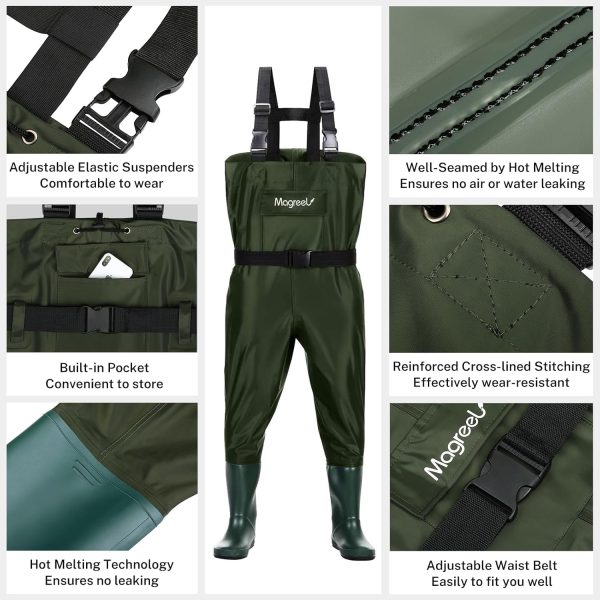 Magreel Child Chest Waders Waterproof Nylon Youth Waders with Boots Fishing & Hunting Waders for Toddler Children Boys Girls - Image 2