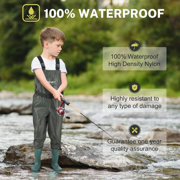 Magreel Child Chest Waders Waterproof Nylon Youth Waders with Boots Fishing & Hunting Waders for Toddler Children Boys Girls - Image 4