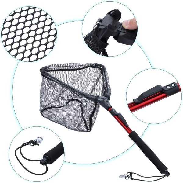 Sougayilang Fishing Net Fish Landing Net, Foldable Collapsible Telescopic Pole with EVA Handle, Durable Nylon Material Mesh, Safe Fish Catching or Releasing - Image 3