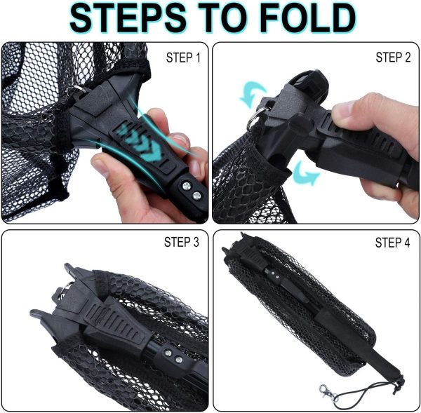 Sougayilang Fishing Net Fish Landing Net, Foldable Collapsible Telescopic Pole with EVA Handle, Durable Nylon Material Mesh, Safe Fish Catching or Releasing - Image 5