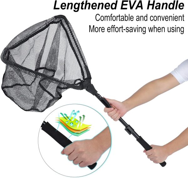 Sougayilang Fishing Net Fish Landing Net, Foldable Collapsible Telescopic Pole with EVA Handle, Durable Nylon Material Mesh, Safe Fish Catching or Releasing - Image 6