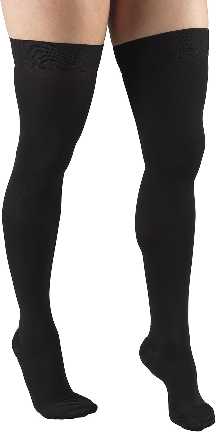 20-30 mmHg Compression Stockings for Men and Women, Thigh High Length, Dot Top, Closed Toe