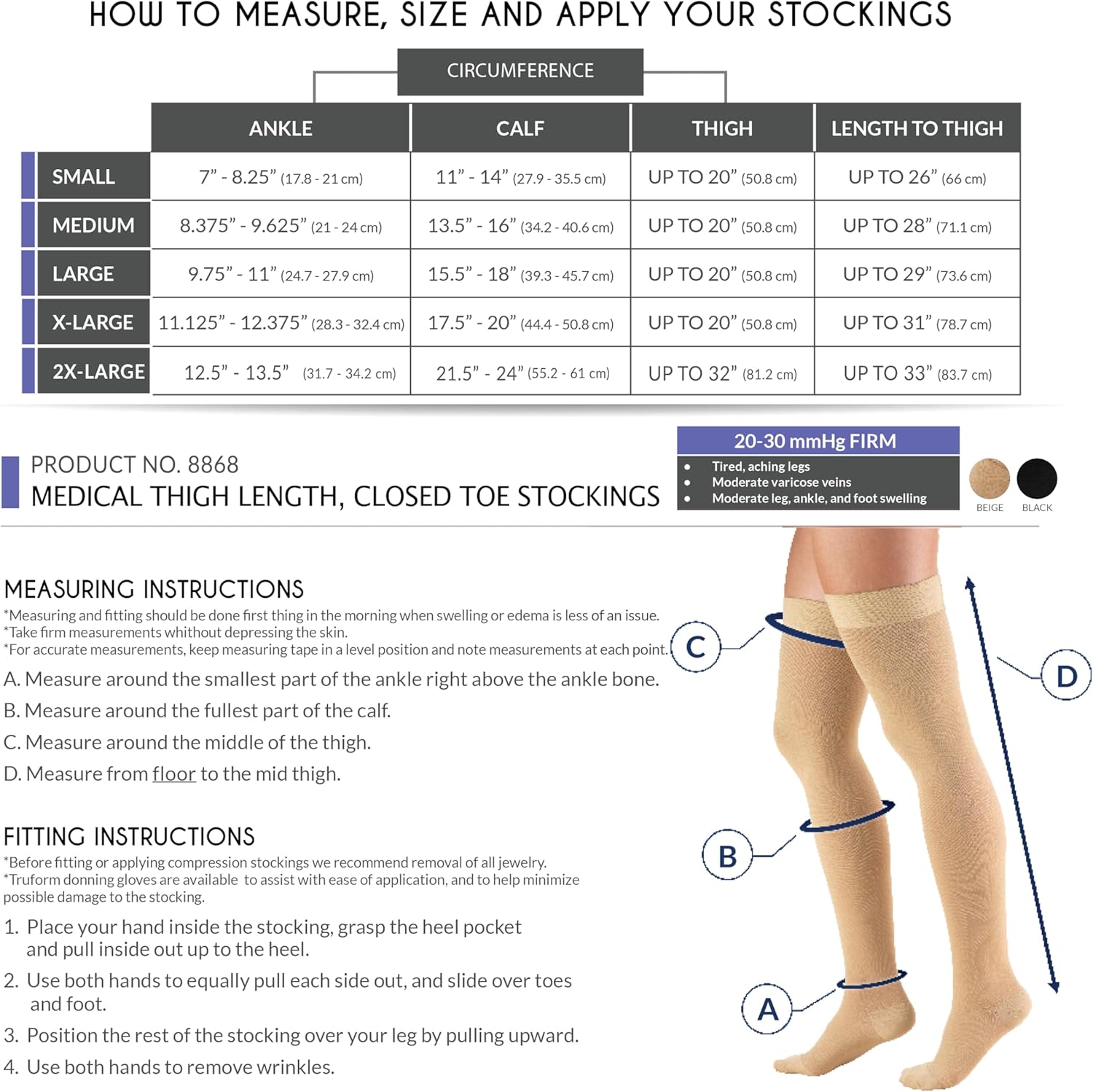 20-30 mmHg Compression Stockings for Men and Women, Thigh High Length, Dot Top, Closed Toe - Image 2