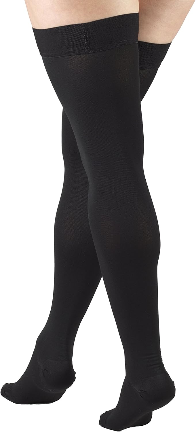 20-30 mmHg Compression Stockings for Men and Women, Thigh High Length, Dot Top, Closed Toe - Image 4