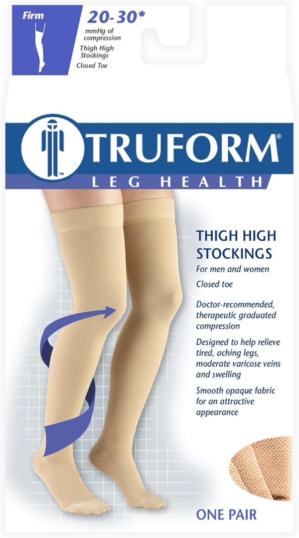 20-30 mmHg Compression Stockings for Men and Women, Thigh High Length, Dot Top, Closed Toe - Image 5